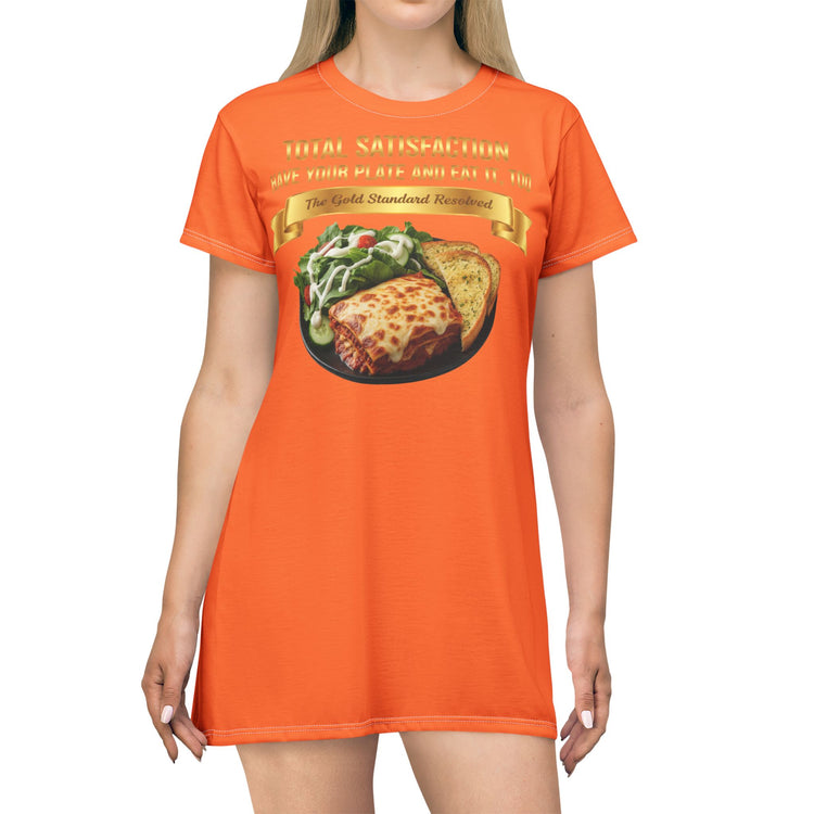 LASAGNA SALAD RANCH DRESSING AND GARLIC BREAD T-SHIRT DRESS