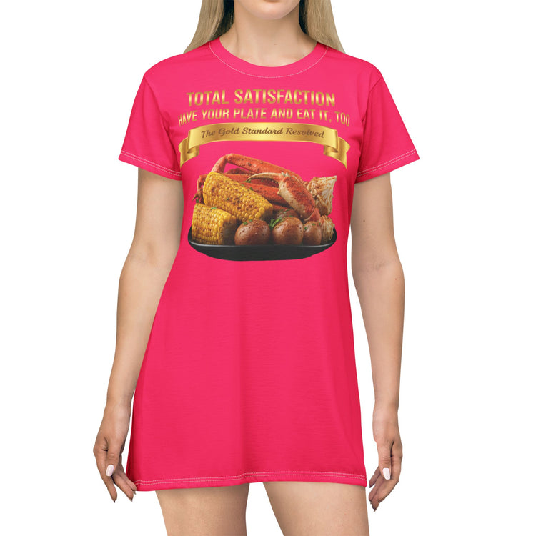 KING CRAB LEGS CORN ON COB & BOILED POTATOES T-SHIRT DRESS