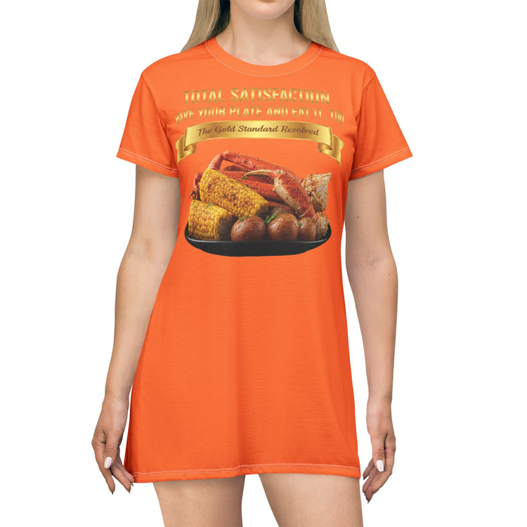 KING CRAB LEGS CORN ON COB & BOILED POTATOES T-SHIRT DRESS