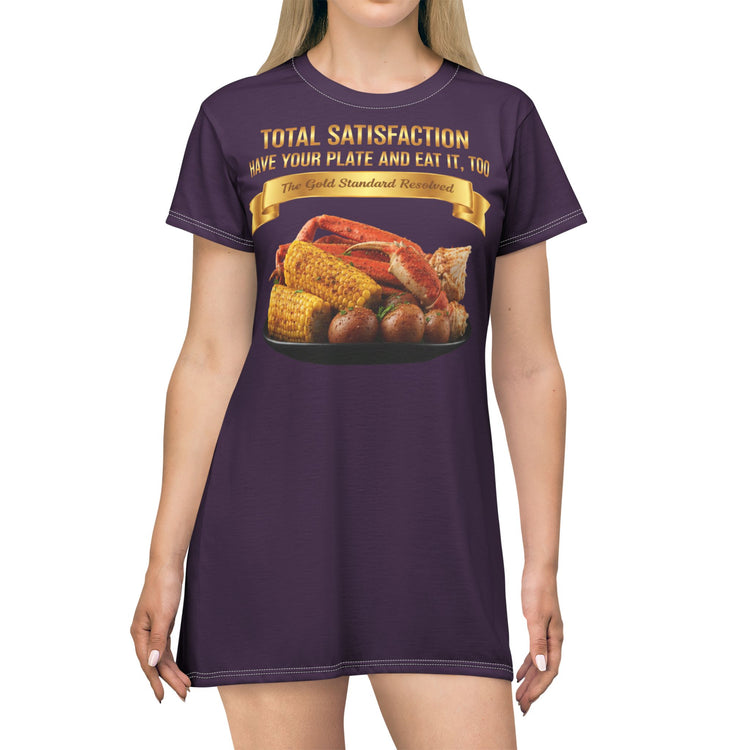 KING CRAB LEGS CORN ON COB & BOILED POTATOES T-SHIRT DRESS