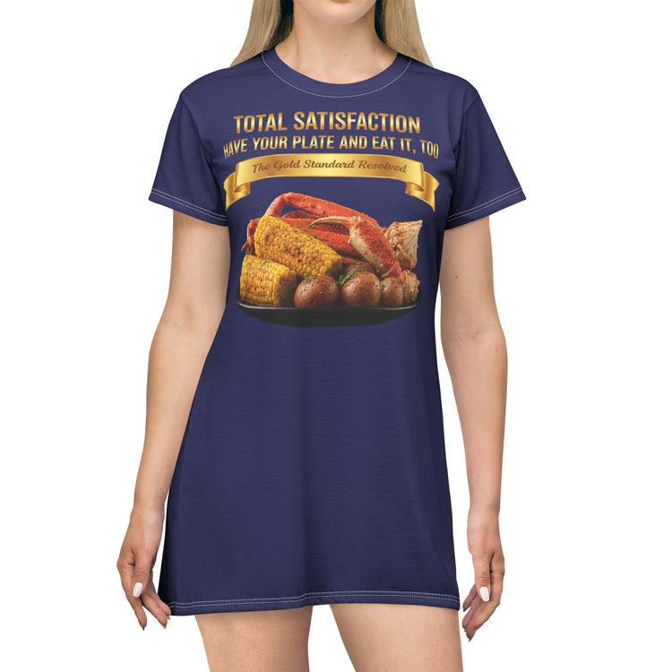KING CRAB LEGS CORN ON COB & BOILED POTATOES T-SHIRT DRESS