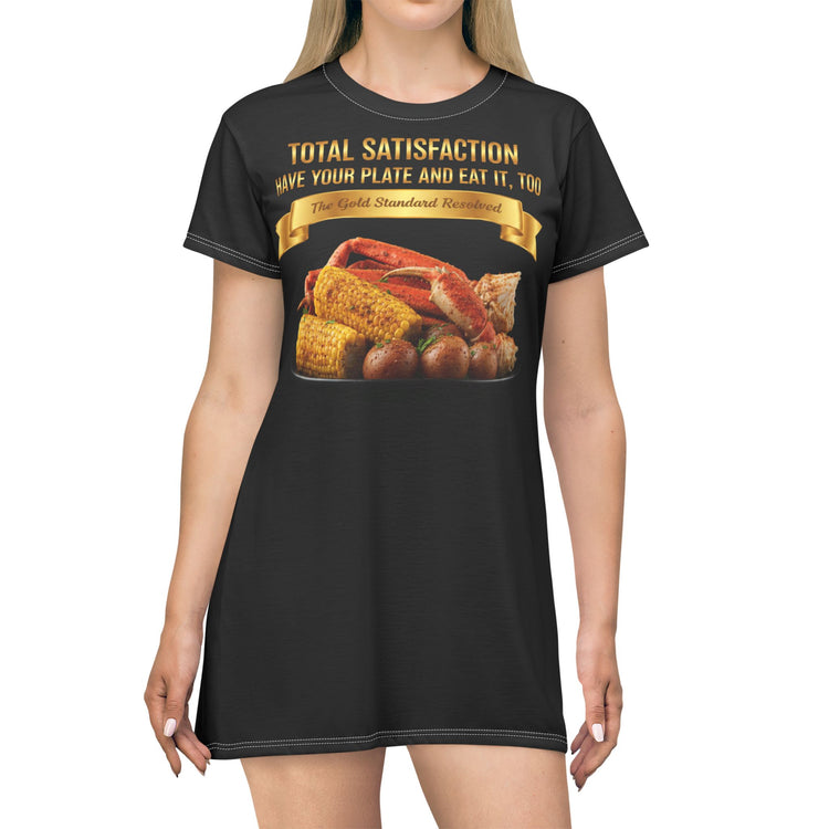 KING CRAB LEGS CORN ON COB & BOILED POTATOES T-SHIRT DRESS