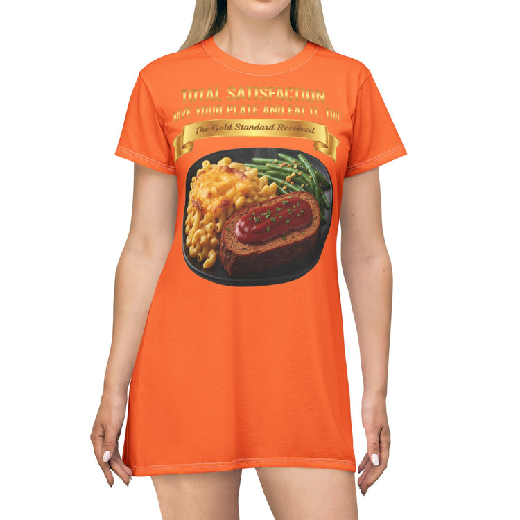 MEATLOAF MACARONI CHEESE AND STRING BEANS T-SHIRT DRESS