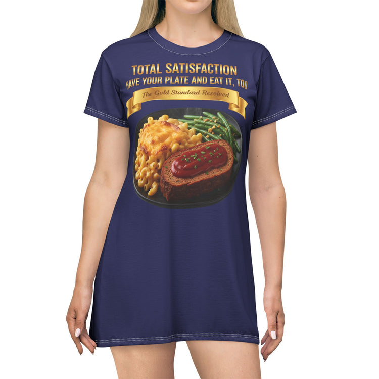 MEATLOAF MACARONI CHEESE AND STRING BEANS T-SHIRT DRESS