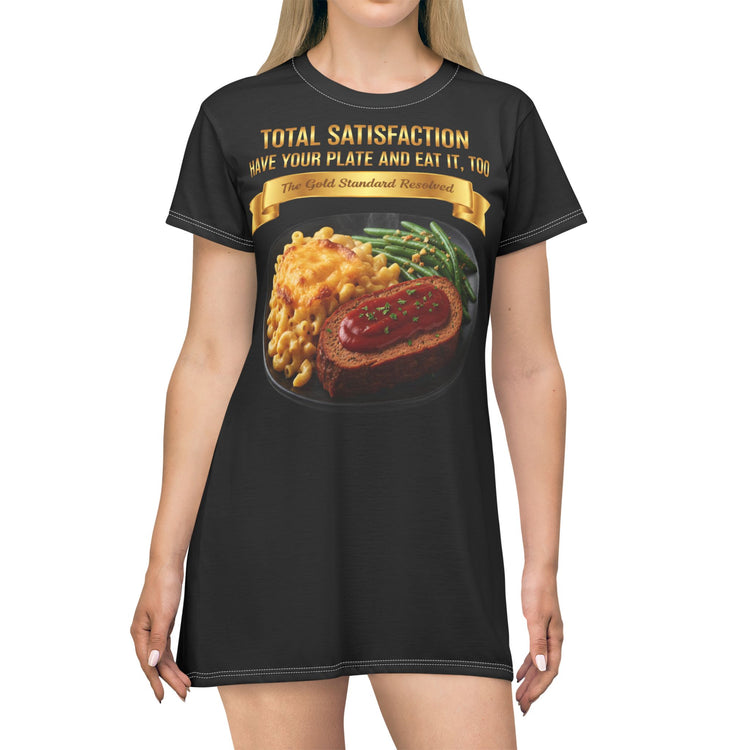 MEATLOAF MACARONI CHEESE AND STRING BEANS T-SHIRT DRESS
