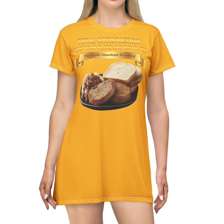 PORK CHOPS MASHED POTATOES GRAVY & ONIONS T-SHIRT DRESS