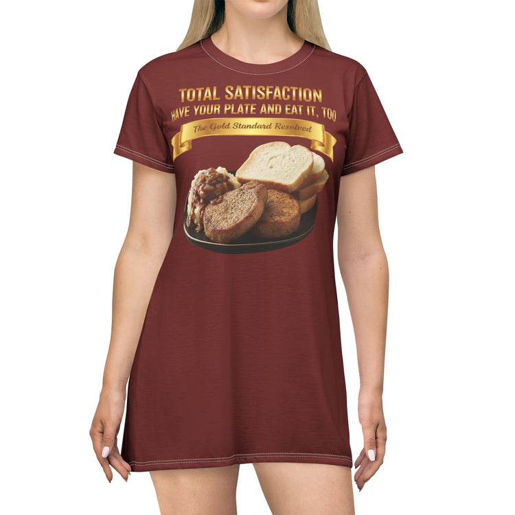 PORK CHOPS MASHED POTATOES GRAVY & ONIONS T-SHIRT DRESS