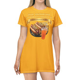  GRILLED HOT DOGS WITH CHILI RELISH & ONIONS T-SHIRT DRESS