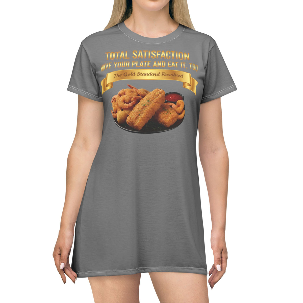 FISH SHRIMP & COCKTAIL SAUCE FOOD FASHION T-SHIRT DRESS
