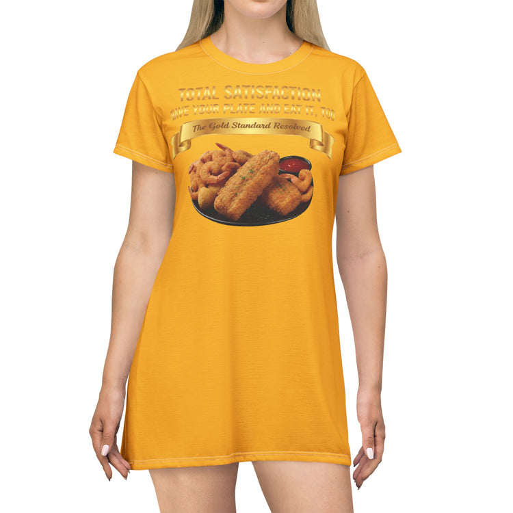 FISH SHRIMP & COCKTAIL SAUCE FOOD FASHION T-SHIRT DRESS