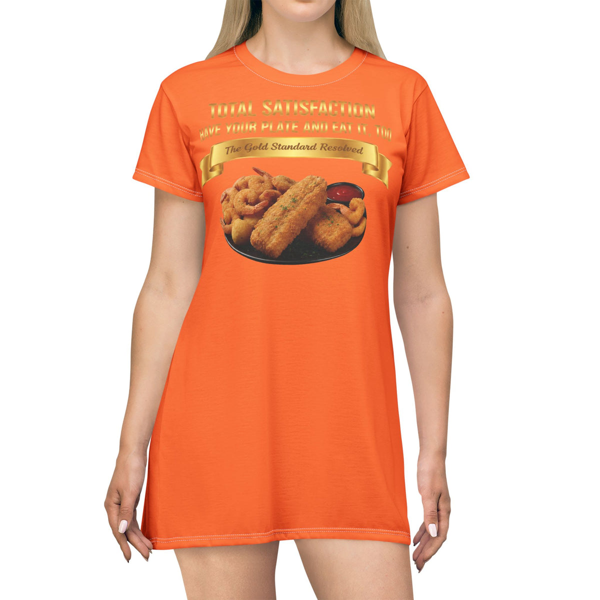 FISH SHRIMP & COCKTAIL SAUCE FOOD FASHION T-SHIRT DRESS