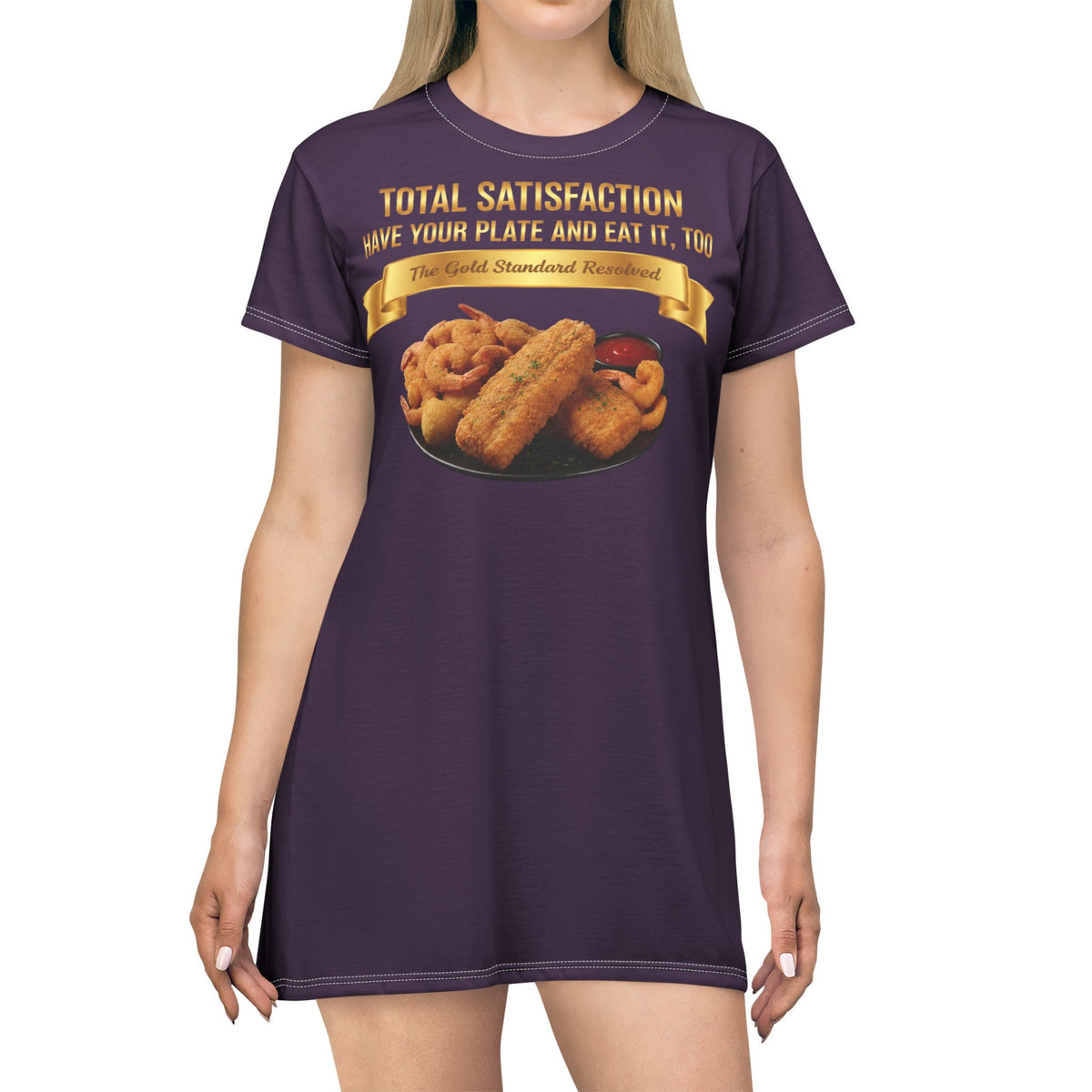 FISH SHRIMP & COCKTAIL SAUCE FOOD FASHION T-SHIRT DRESS