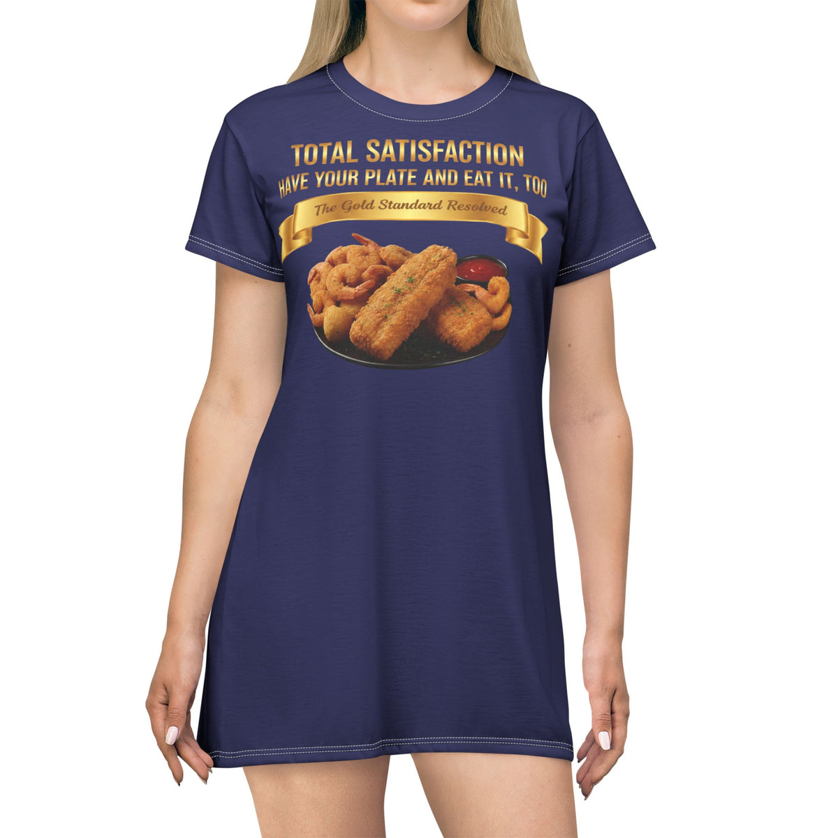 FISH SHRIMP & COCKTAIL SAUCE FOOD FASHION T-SHIRT DRESS