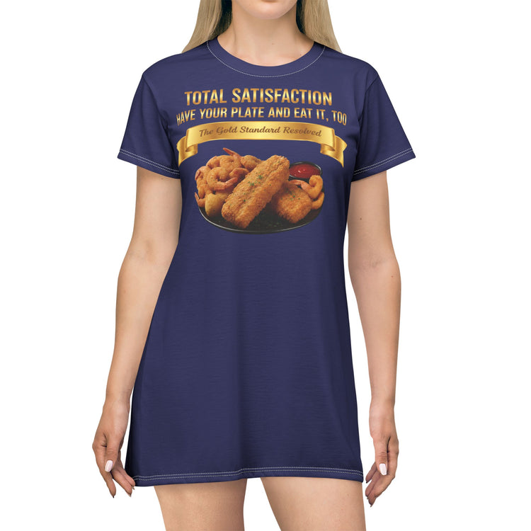 FISH SHRIMP & COCKTAIL SAUCE FOOD FASHION T-SHIRT DRESS