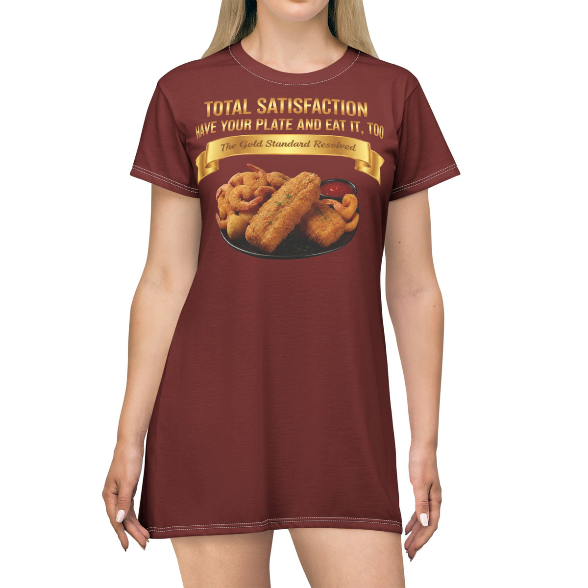 FISH SHRIMP & COCKTAIL SAUCE FOOD FASHION T-SHIRT DRESS