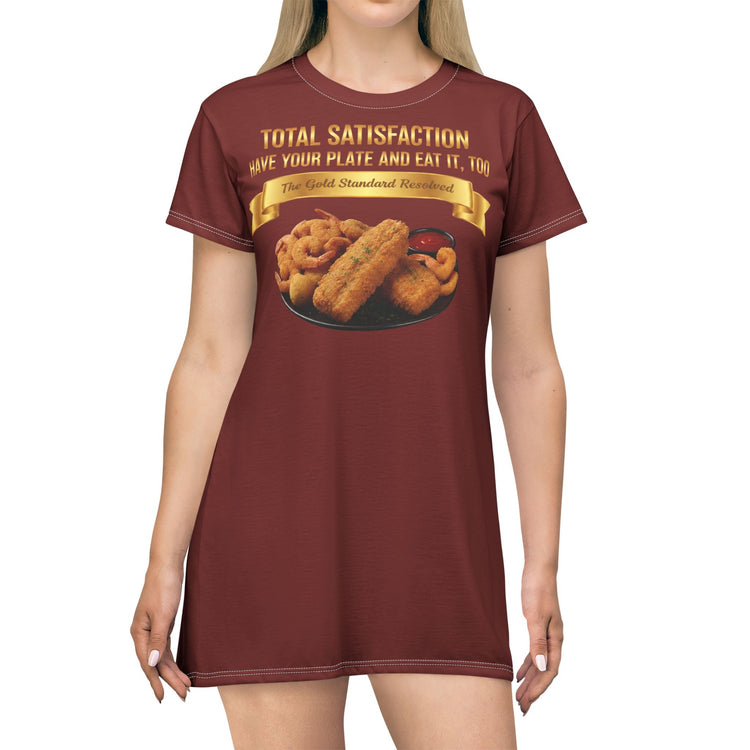 FISH SHRIMP & COCKTAIL SAUCE FOOD FASHION T-SHIRT DRESS