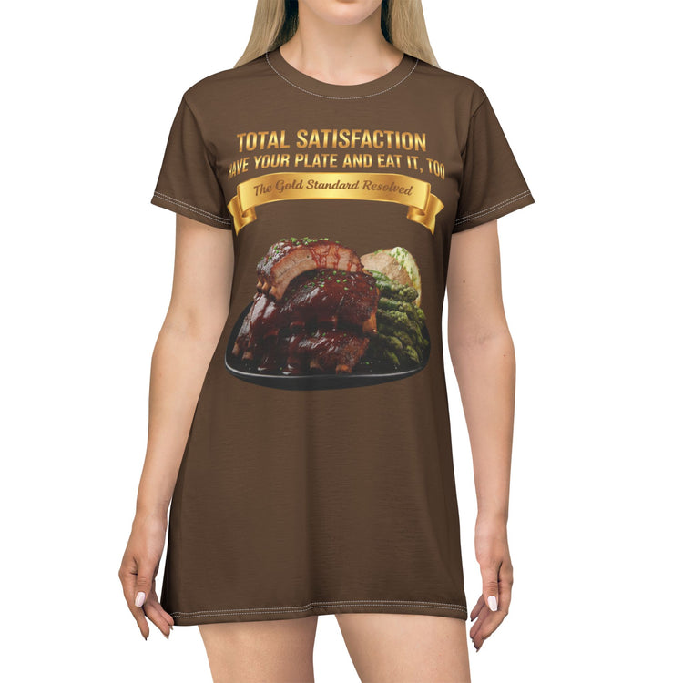 BARBECUE RIBS ASPARAGUS BAKED POTATO T-SHIRT DRESS