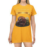 BARBECUE RIBS ASPARAGUS BAKED POTATO T-SHIRT DRESS