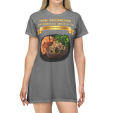 RIB-EYE STEAK PEPPER ONIONS SHRIMP & BROCCOLI T-SHIRT DRESS
