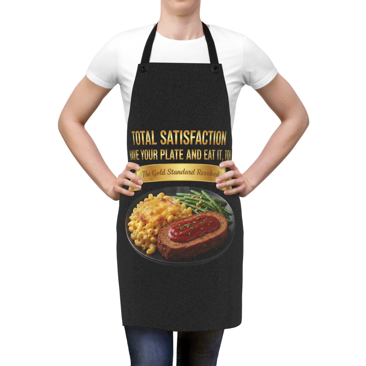 MEATLOAF MACARONI CHEESE & STRING BEANS APRON