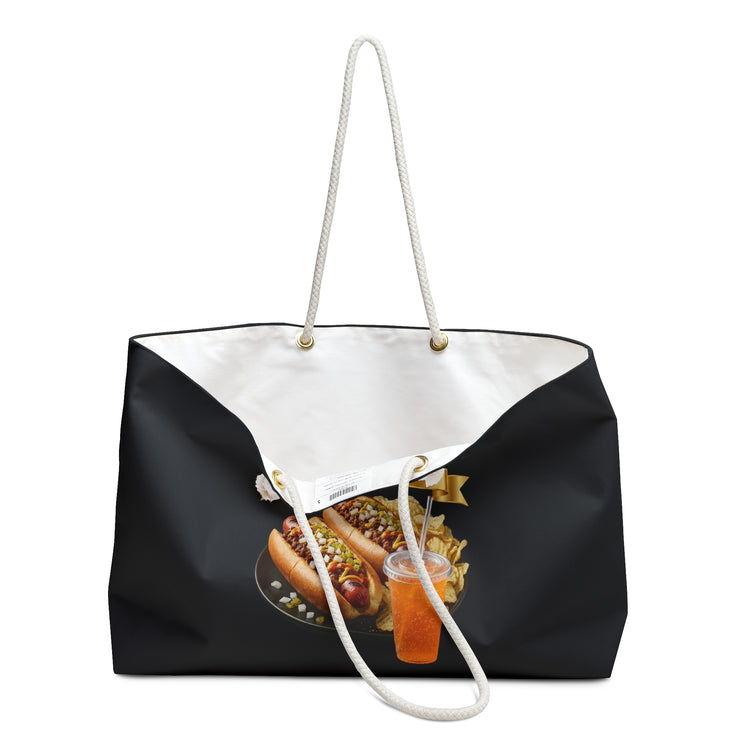  GRILLED HOT DOGS WITH CHILI RELISH & ONIONS WEEKENDER BAG